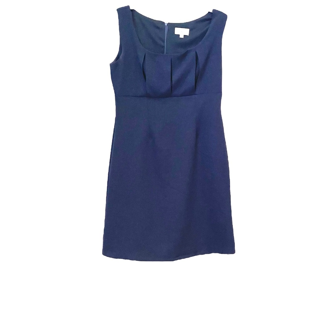 Navy blue sheath pleated empire bodice